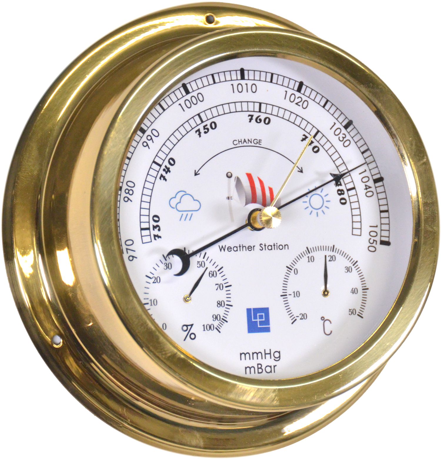 6'' Brass  - Weather Station Barometer